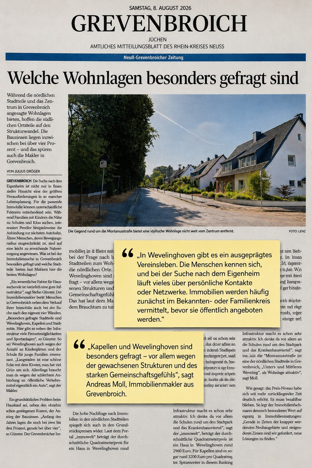 Foto Welche Wohnlagen sind in Grevenbroich besonders gefragt?